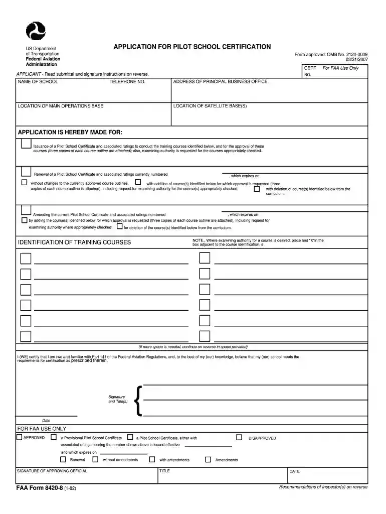 faa form 8420 8 Preview on Page 1