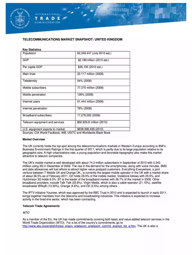 doc telecommunication market snapshot Preview on Page 1