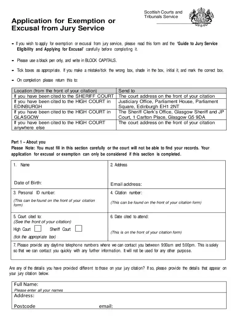 excusal from jury service scotland email Preview on Page 1