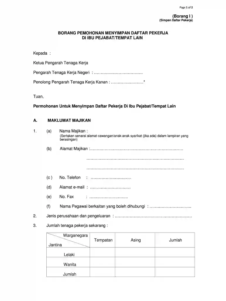 borang maklumat pekerja Preview on Page 1