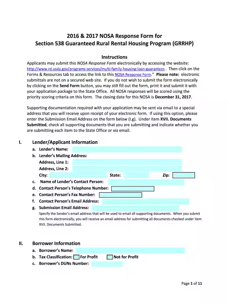 usda nosa response Preview on Page 1