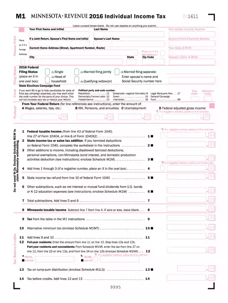 minnesota 2016 tax Preview on Page 1
