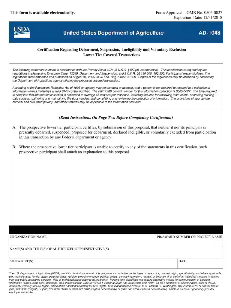 form ad 1048 Preview on Page 1