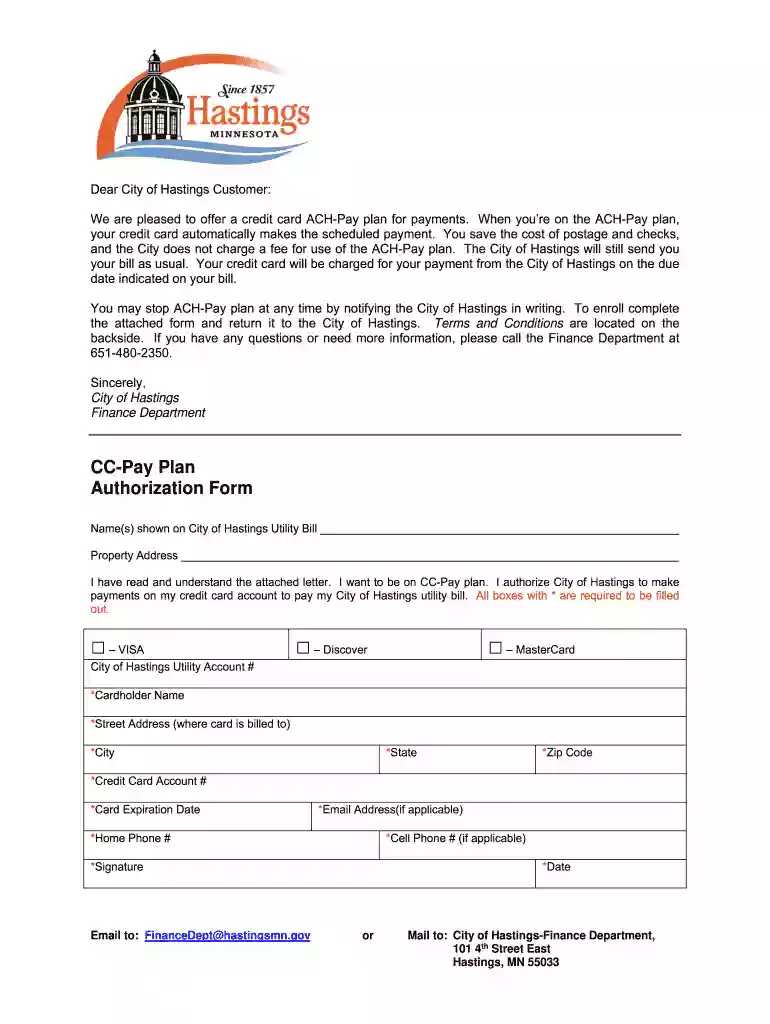 cc pay plan form Preview on Page 1