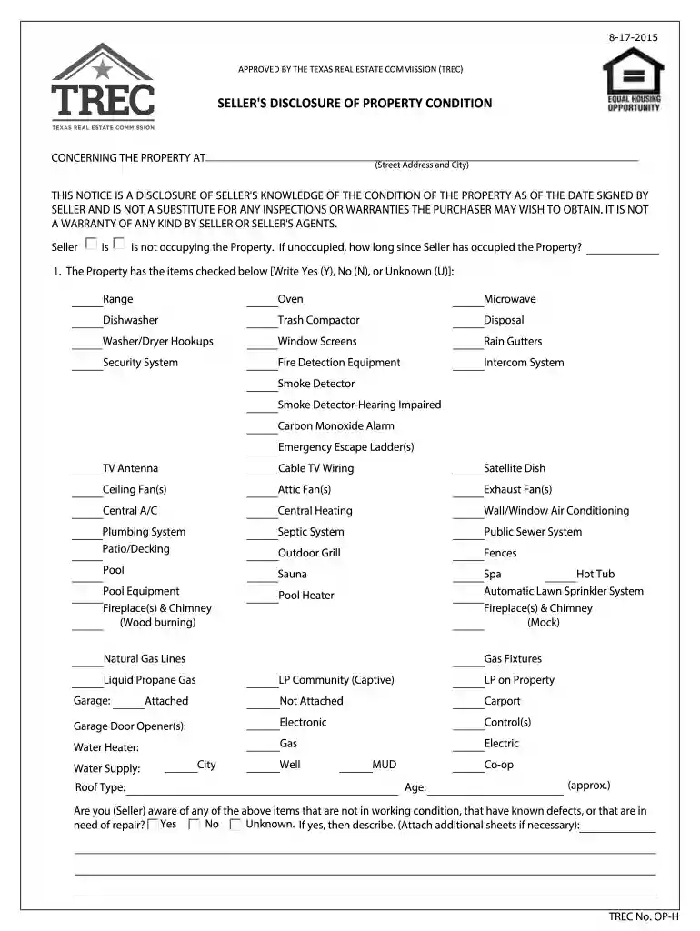 trec seller's disclosure 2023 pdf Preview on Page 1
