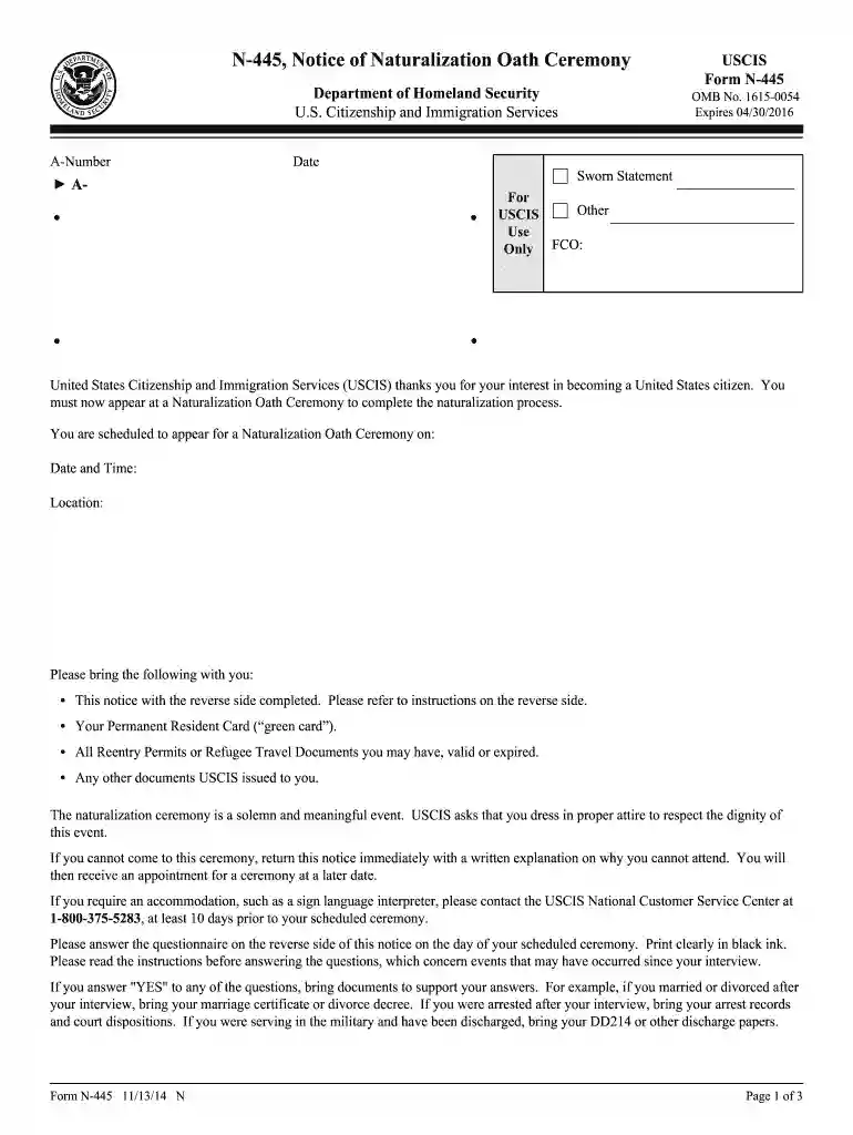 n445 form Preview on Page 1