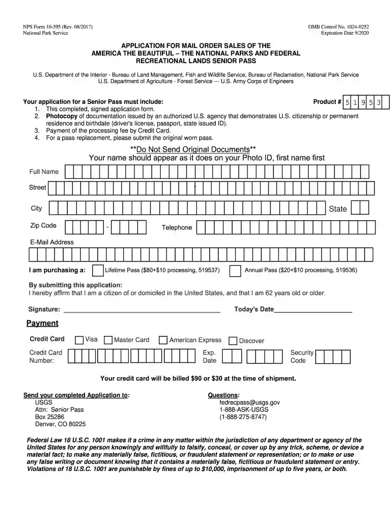 nps form 10 595 Preview on Page 1