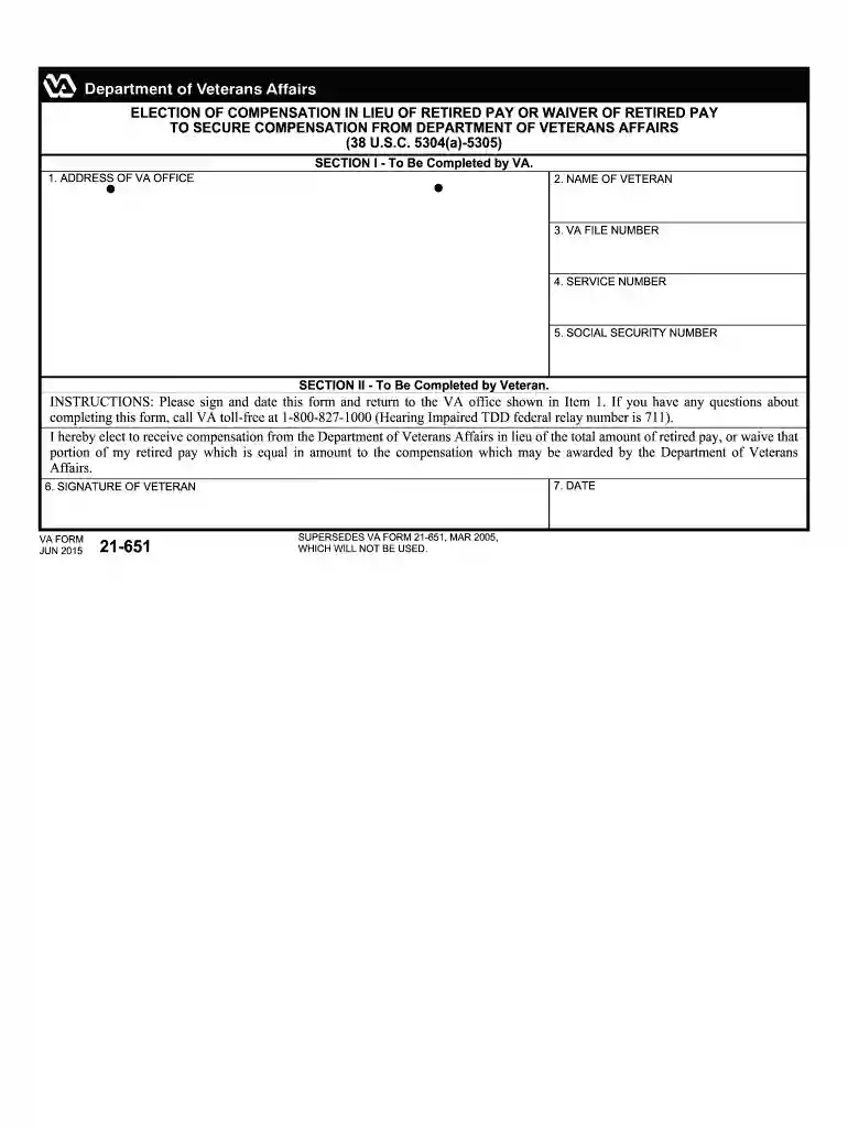 va form 21 651 Preview on Page 1