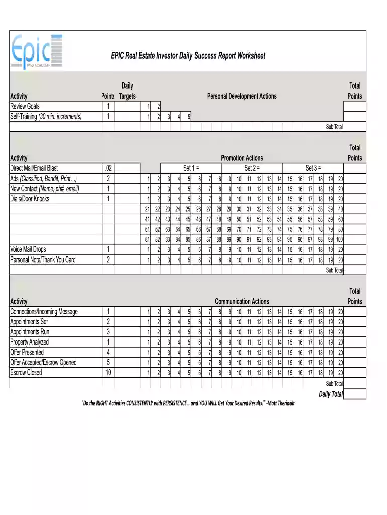 daily success report form template Preview on Page 1