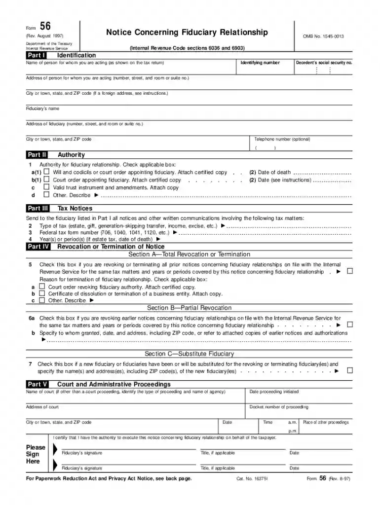 irs form 56 Preview on Page 1
