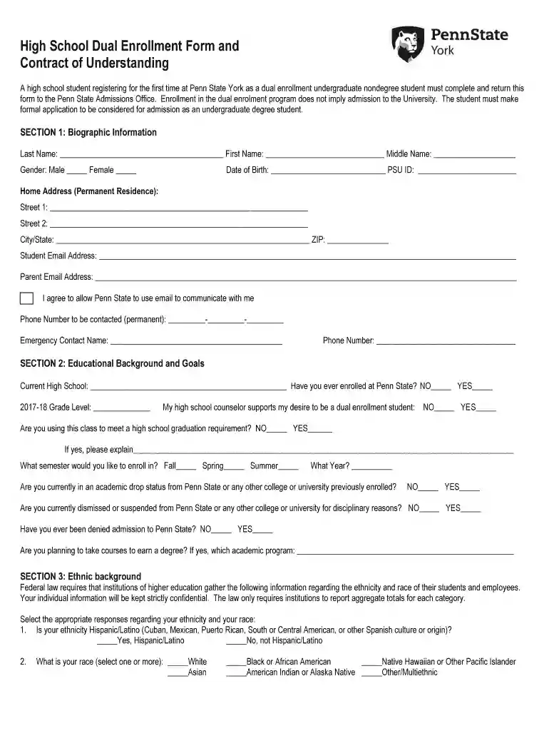 enrollment form high school Preview on Page 1