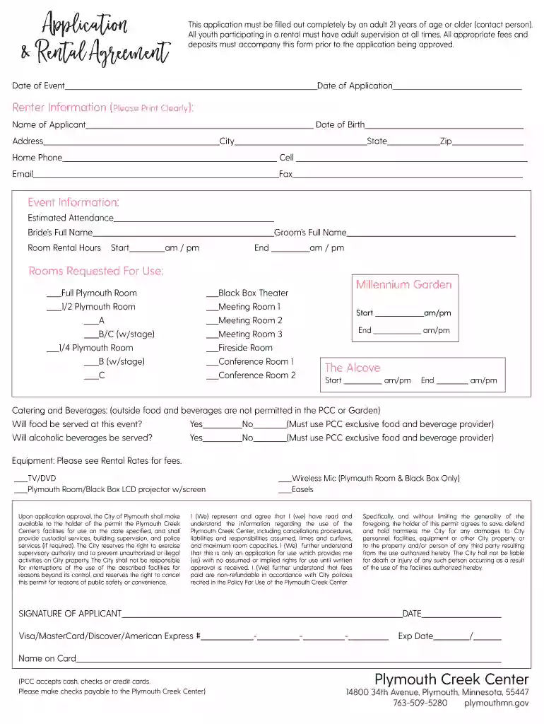 Wedding Rental Application Preview on Page 1