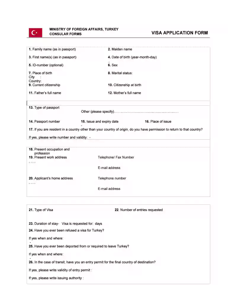 visa application form Preview on Page 1