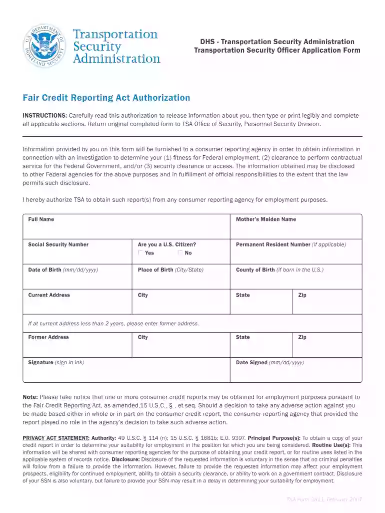 tsa precheck application Preview on Page 1