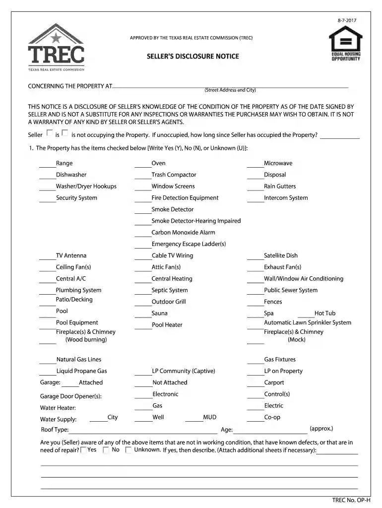 texas sellers disclosure pdf Preview on Page 1