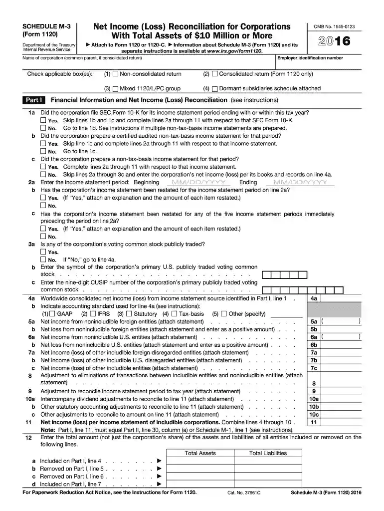 2016 form 1120 schedule Preview on Page 1