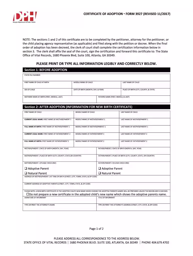 adoption certificate Preview on Page 1