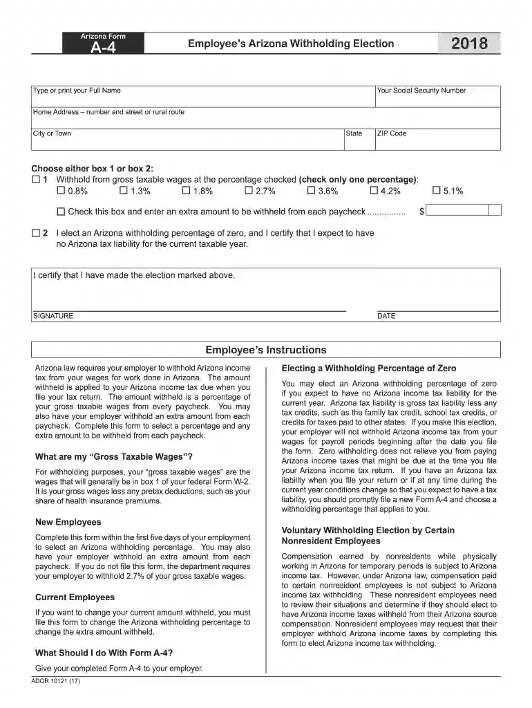 arizona form a4DocHubcom 2018 Preview on Page 1