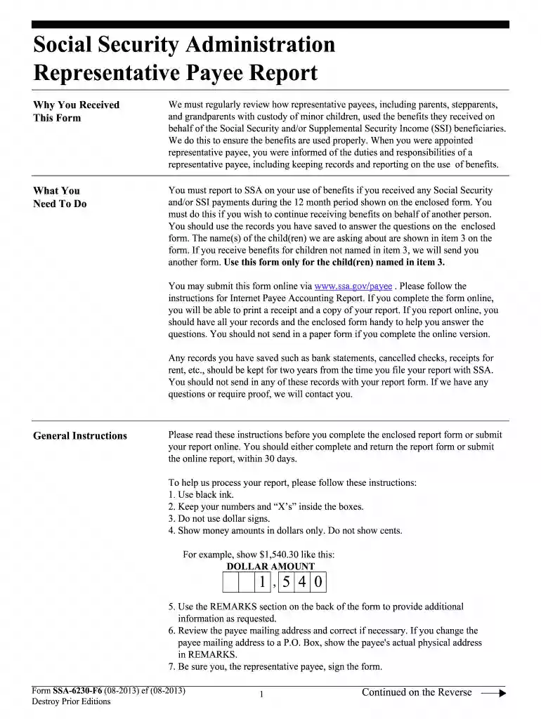 waiver of advance designation of representative payee letter Preview on Page 1
