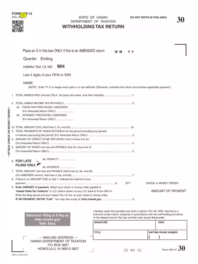 hawaii form hw 14 2017-2019 Preview on Page 1