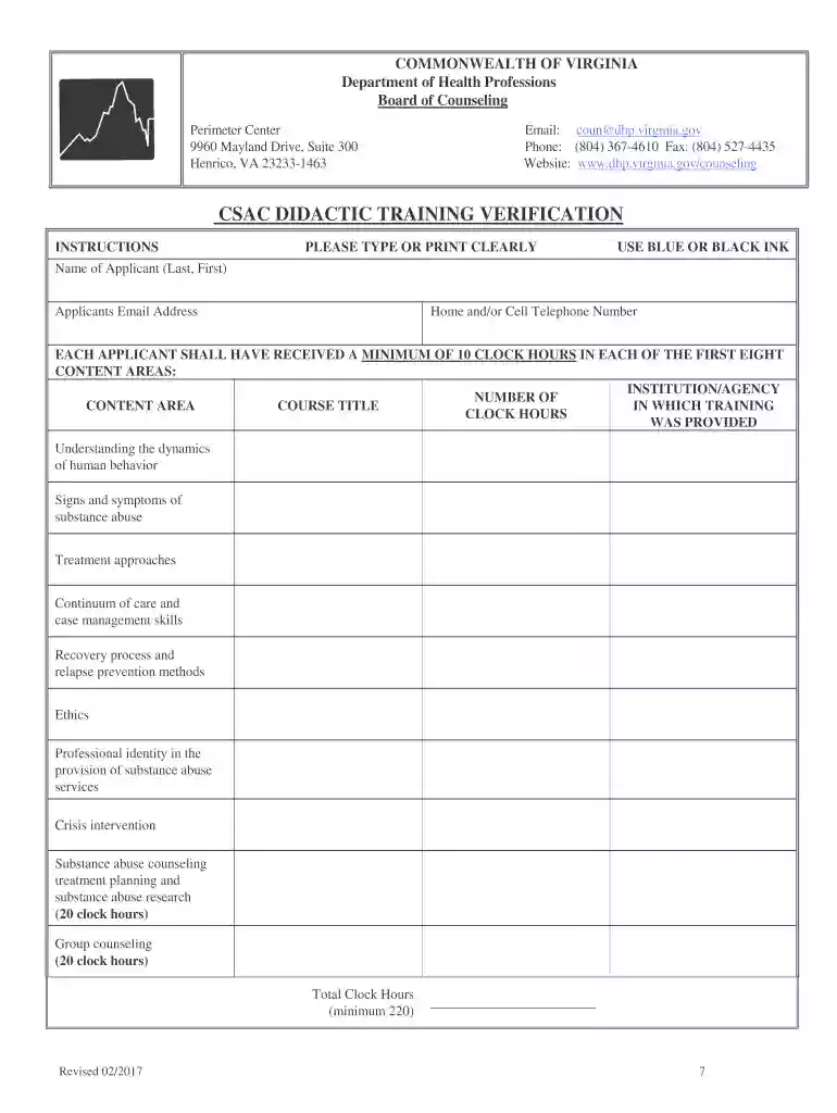 csac certification virginia Preview on Page 1