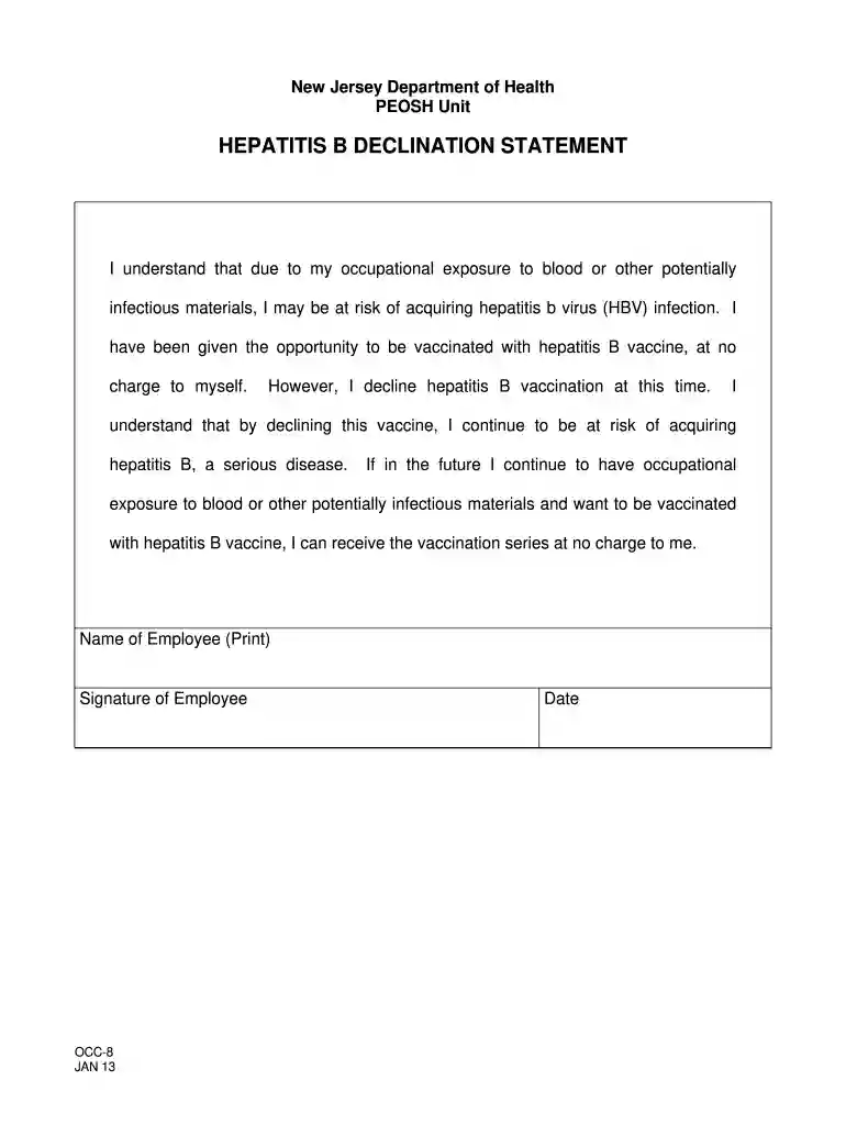 health hepatitis b declination statement Preview on Page 1