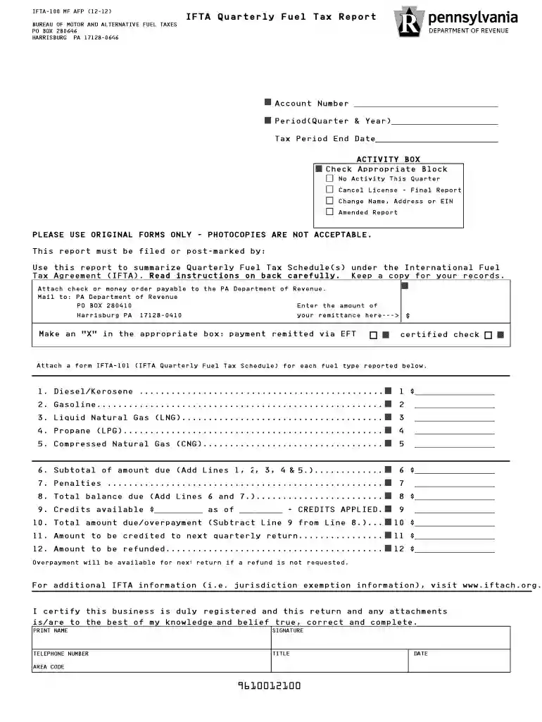 pa ifta form Preview on Page 1