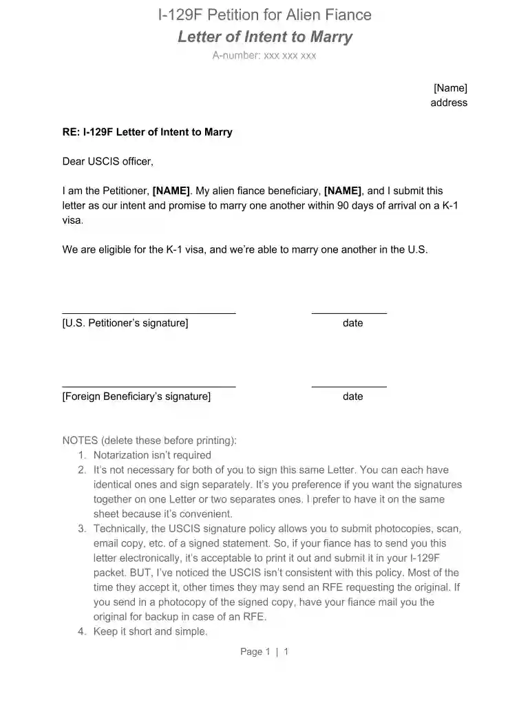 letter of intent to marry pdf Preview on Page 1