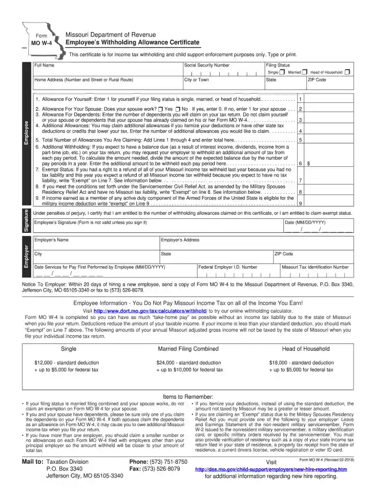 2018 mo tax form Preview on Page 1