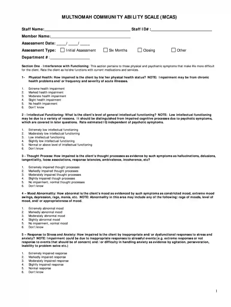 multnomah community ability scale Preview on Page 1