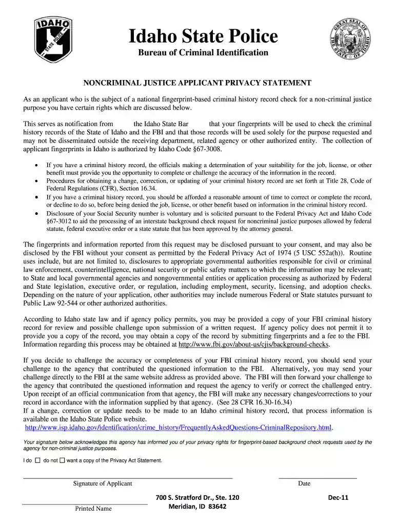 idaho privacy form Preview on Page 1