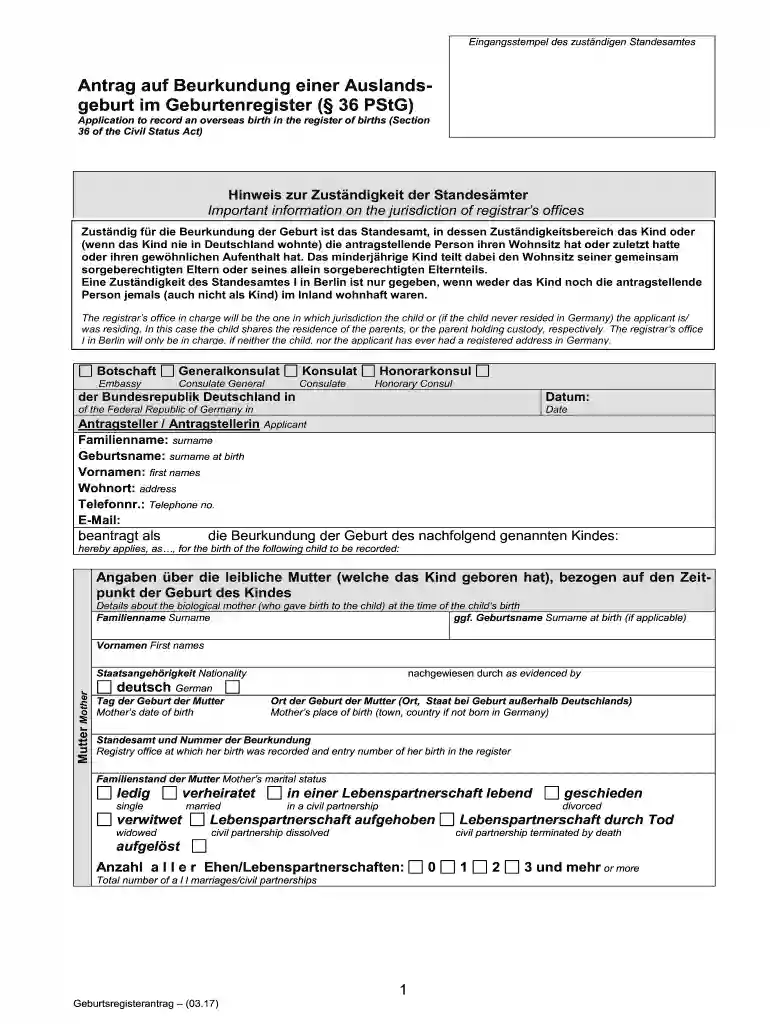 beglaubigte abschrift aus dem geburtenregister ausland geboren Preview on Page 1