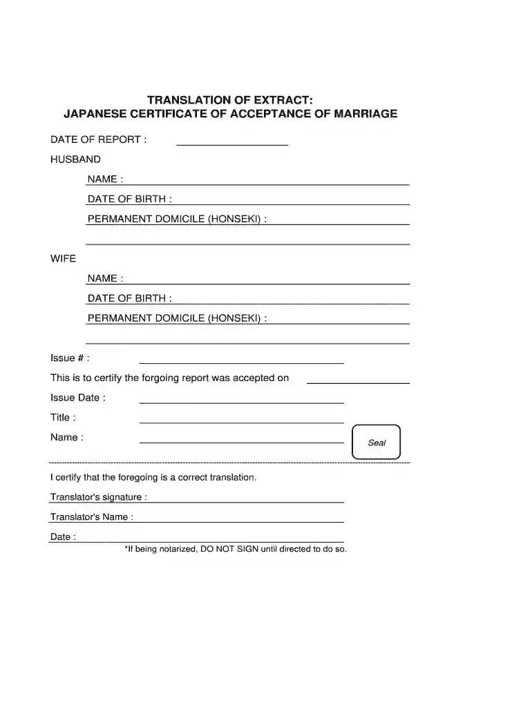 marriage certificate translation template free Preview on Page 1