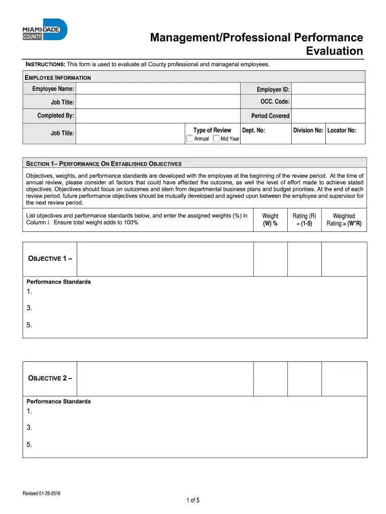 performance form Preview on Page 1