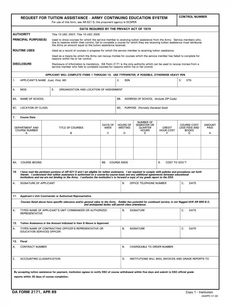 fc form 2171 Preview on Page 1