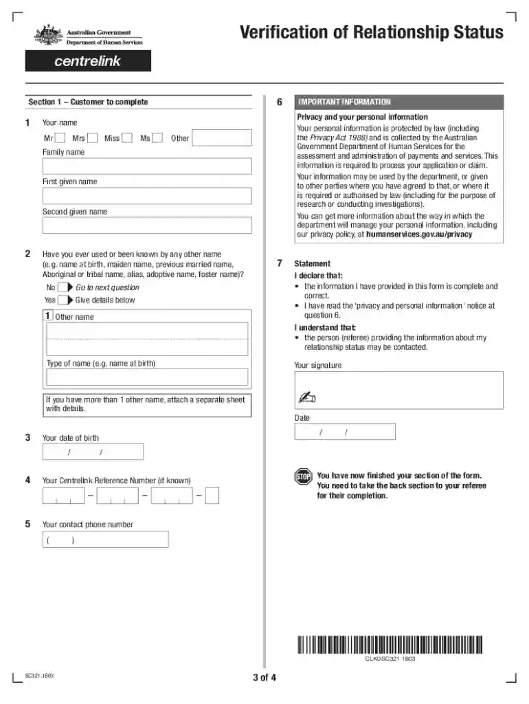 relationship verification form Preview on Page 1