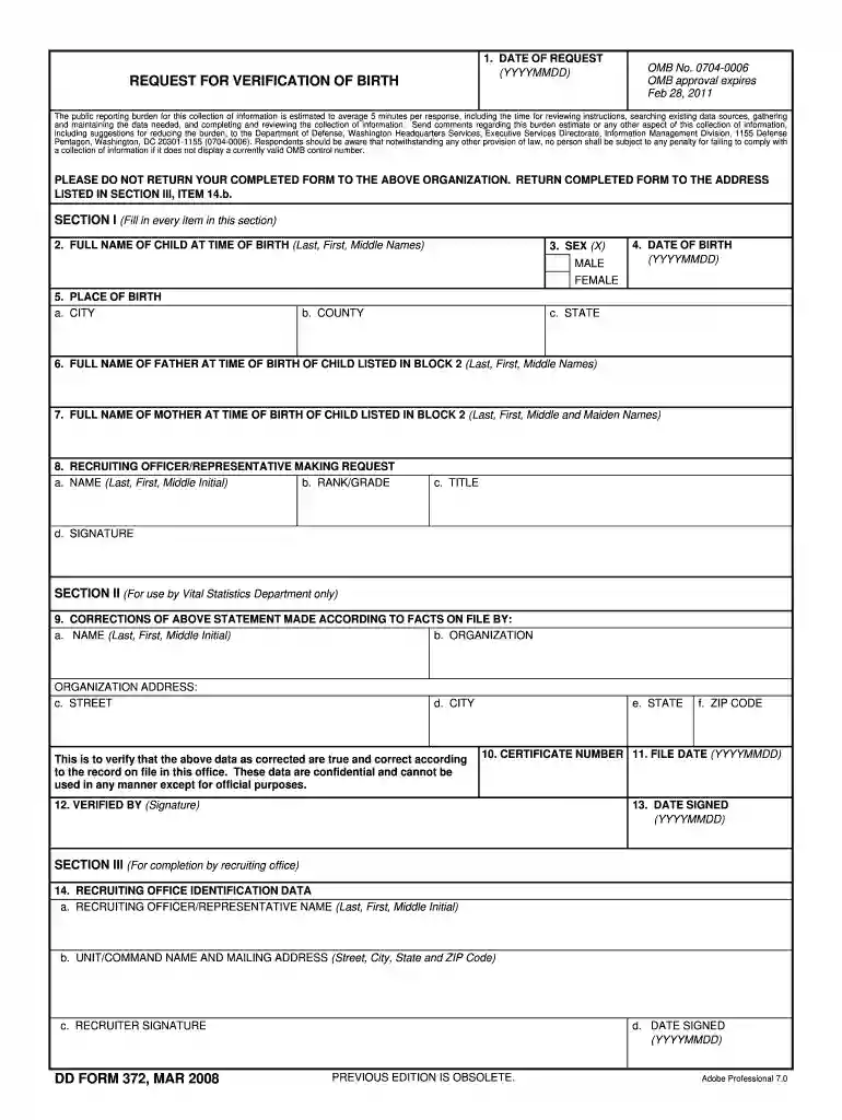dd form 372 Preview on Page 1