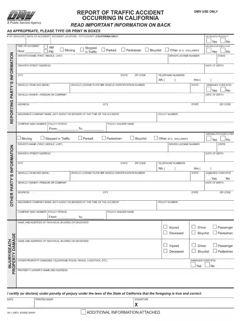 dmv accident report form Preview on Page 1