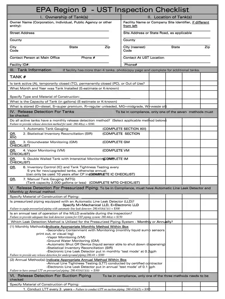 ust monthly compliance inspection checklist Preview on Page 1