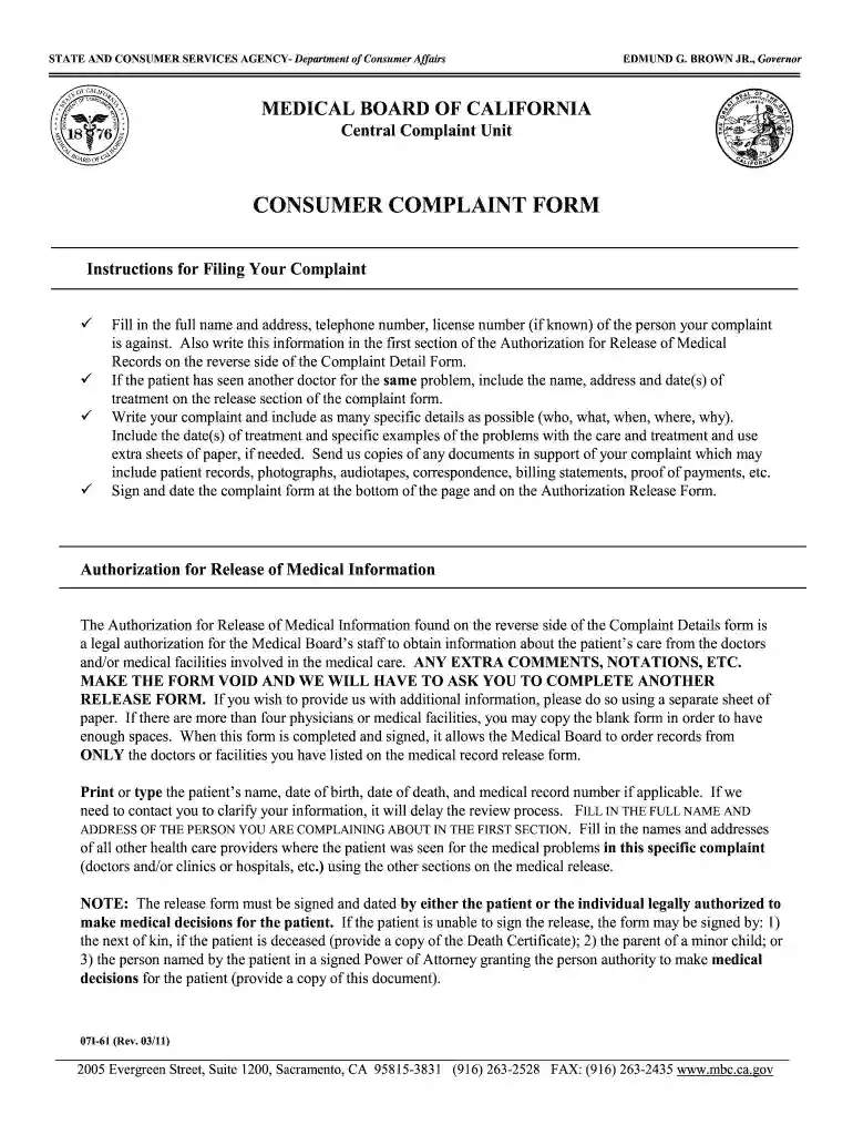 ca medical board complaints Preview on Page 1