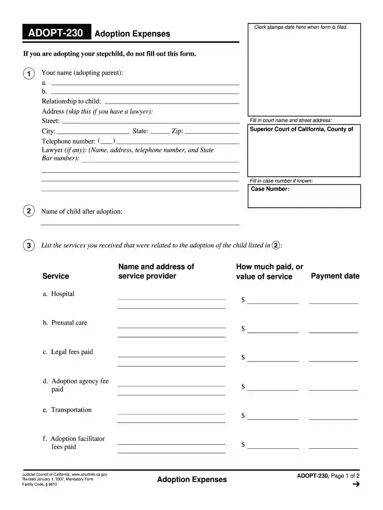 adoption form Preview on Page 1