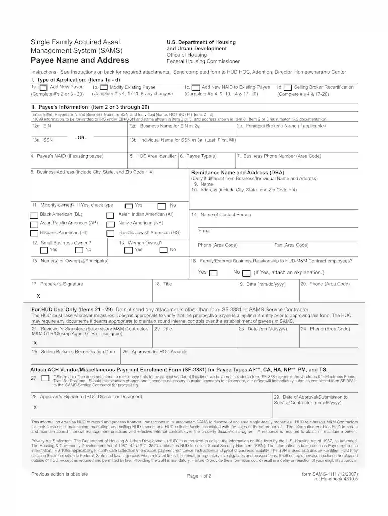 sams 1111 form Preview on Page 1