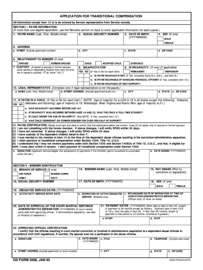 dd form 2698 Preview on Page 1