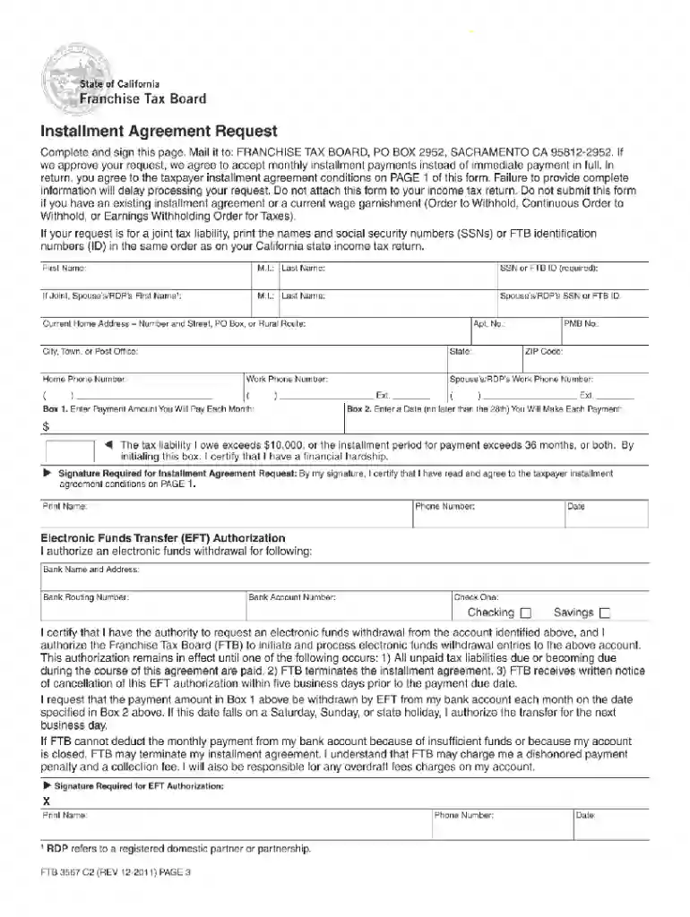 ftb 3567 2011 form Preview on Page 1