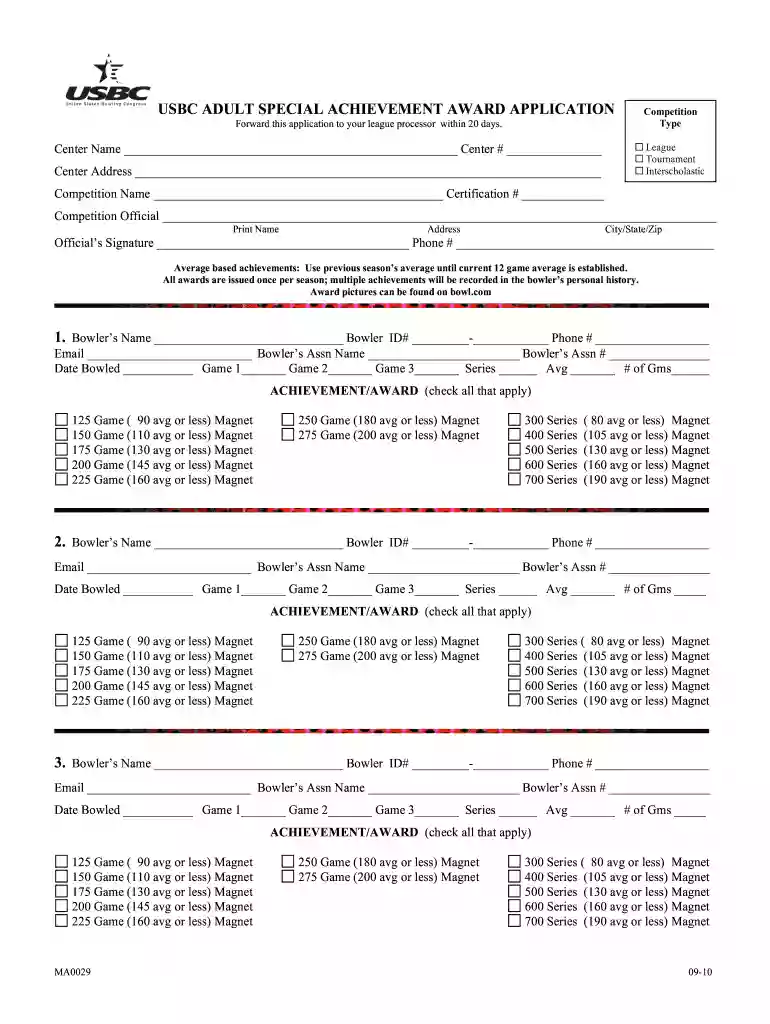 usbc awards form Preview on Page 1