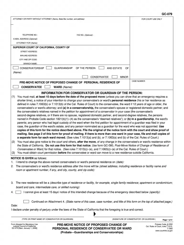 pre move notice Preview on Page 1