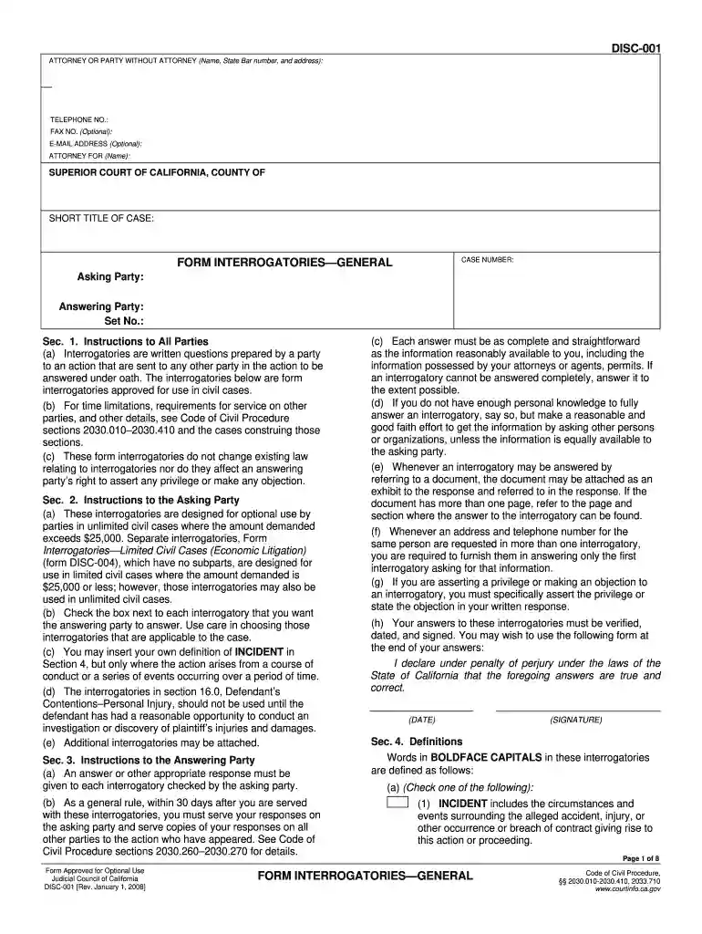 interrogatories Preview on Page 1