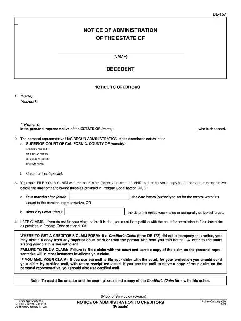 california de 157 1998 form Preview on Page 1