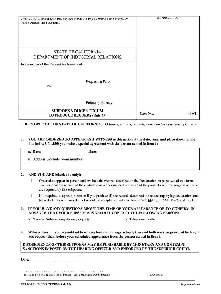 what is subpoena duces tecum Preview on Page 1