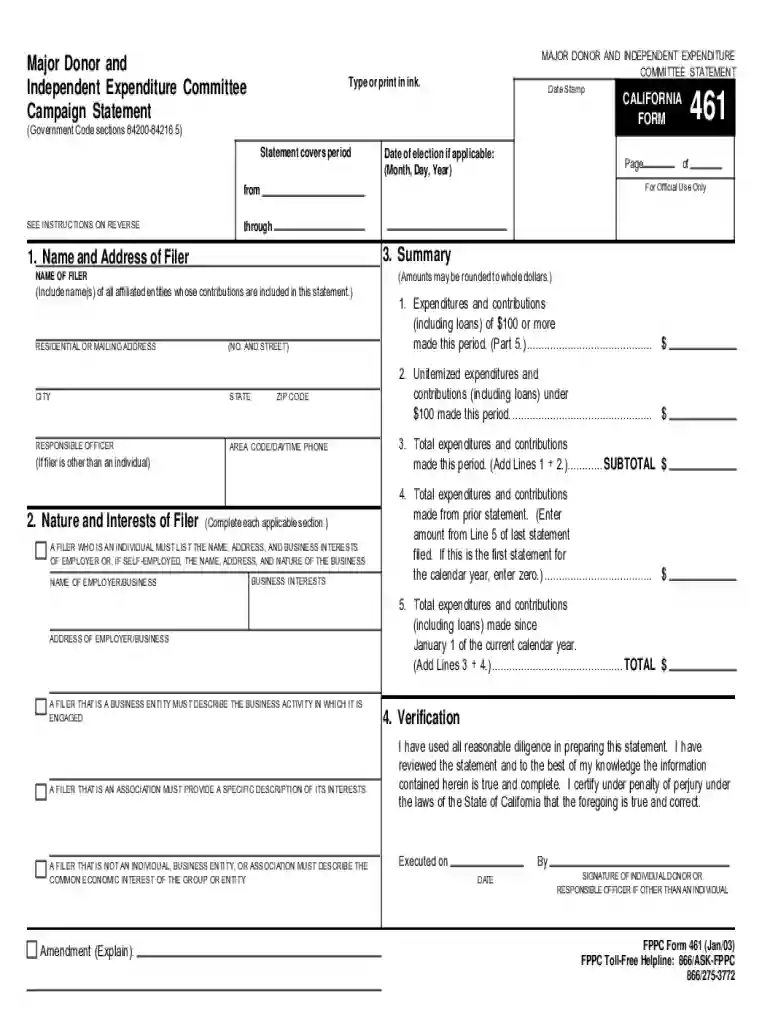 form 461 Preview on Page 1